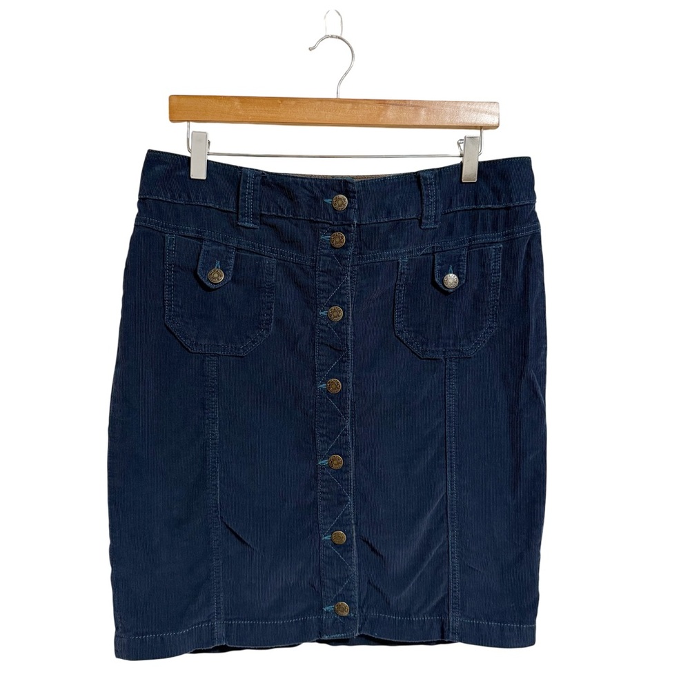 Free People Vintage Button Front Corduroy skirt Navy Blue size 8
